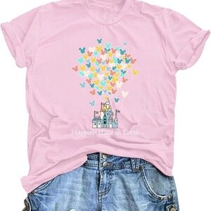 Pink Castle & Balloons Disney Tee
